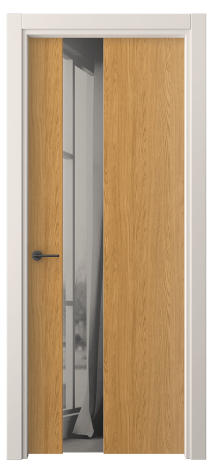 Межкомнатная дверь Фридом 4224 Ванильный дуб Двустороннее серое зеркало, триплекс Цена 36539 ₽ | Volhovec