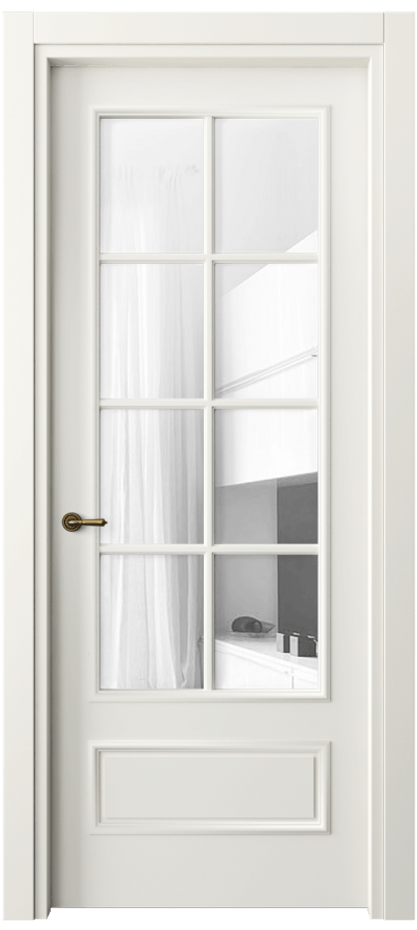 Дверь межкомнатная Париж 8112 Матовый жемчужный Прозрачное стекло Гладкий наличник МЖМ Цена 80850 ₽ Наличники уже входят в базовый комплект. Фабрика дверей Волховец 8 (800) 551 43 19 Межкомнатная дверь Париж 8112 Матовый жемчужный Прозрачное стекло Цена 80850 ₽| Volhovec