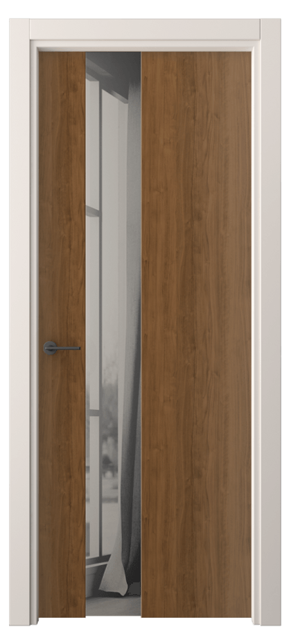 Межкомнатная дверь Фридом 4224 Лесной орех Двустороннее серое зеркало, триплекс Цена 36539 ₽ | Volhovec