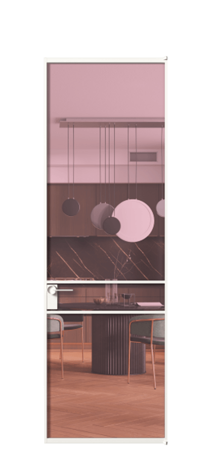 Алюминиевая дверь АЛПЛ040.02 Алюминий Белый Прозрачное розовое стекло, триплекс Цена 120130  | Volhovec