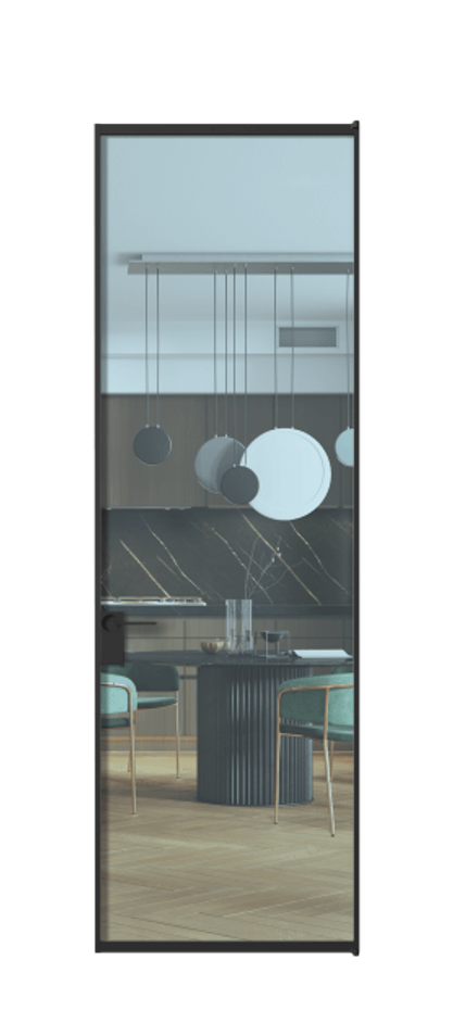 Алюминиевая дверь АЛПЛ040.01 Алюминий Черный Прозрачное голубое стекло, триплекс Цена 115570  | Volhovec