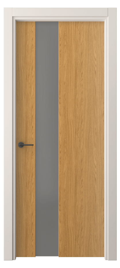 Межкомнатная дверь Фридом 4224 Ванильный дуб Сатинированное серое стекло, триплекс Цена 34939 ₽ | Volhovec