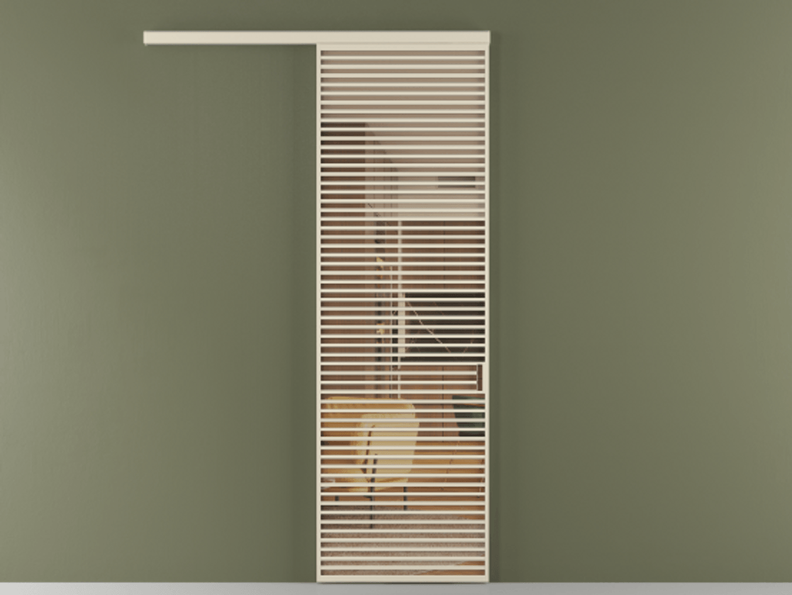 Перегородка Formato вдоль стены 1 створка АЛПР 040.07 Алюминий бежево-серый Прозрачное оранжевое стекло, триплекс Цена 184480 ₽  | Volhovec