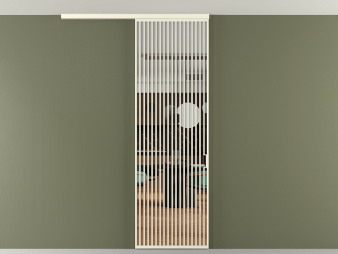 Перегородка Формато вдоль стены на потолок 1 створка АЛПР 040.06 Алюминий молочно-белый Прозрачное стекло "Кристал Вижн", калёное Цена 201300 ₽ | Volhovec