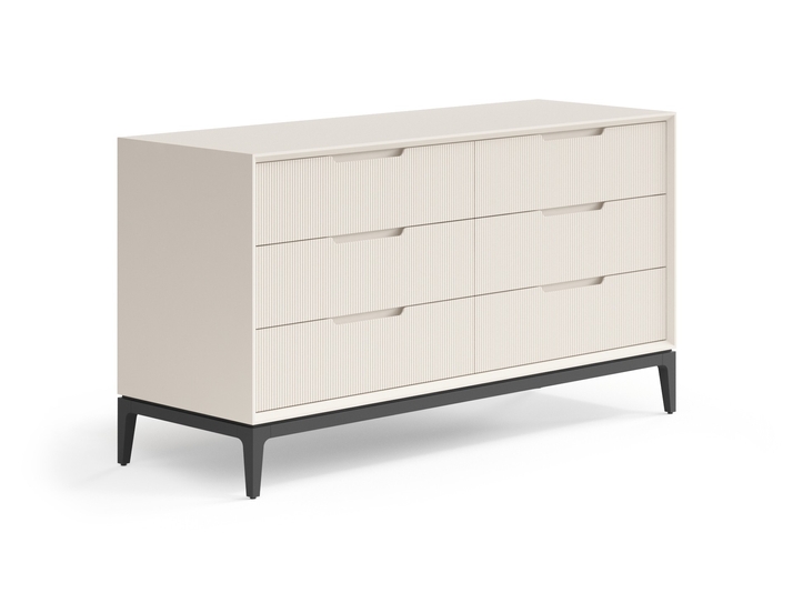 Мебель Комод Вельвет 6 ящиков. Цвет Матовый бежево-серый. Материал Гладкая эмаль. Коллекция Комод Вельвет 6 ящиков. Картинка.