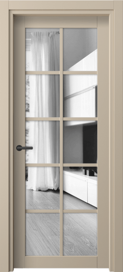 Дверь межкомнатная 2106 ПЭСБ Двустороннее зеркало. Цвет ПЭТ светло-бежевый. Материал ПЭТ. Коллекция Нео. Картинка.