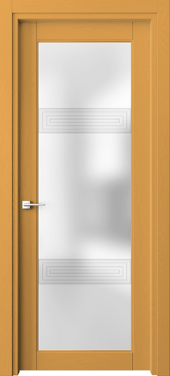 Дверь межкомнатная 6112 Пастельно-жёлтый RAL 1034 3D. Цвет RAL Пастельно-жёлтый RAL 1034. Материал Массив дуба эмаль. Коллекция Эго. Картинка.