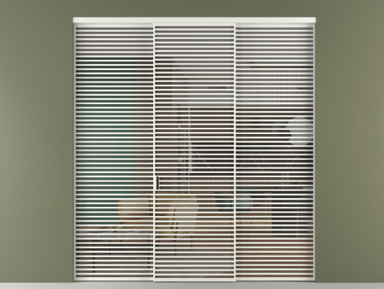 Алюминевая перегородка vn1+2_07_ Алюминий светло-серый Серый прозрачное. Цвет Алюминий светло-серый. Материал Алюминий в эмали. Коллекция Перегородка Формато внутри проёма 3 створки. Картинка.